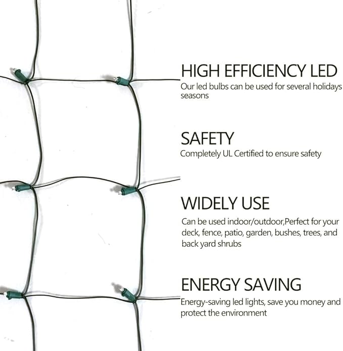 LED Christmas Net Lights Outdoor Christmas Decorations for Bushes,100LED 5ftx5ft Connectable Green Wire Net Christmas Lights for Outdoor indoor Yard Mesh Shrub Tree Decor ,UL Certified(Multicolor)