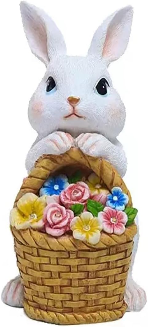 Solar Garden Outdoor Statues Rabbit Light,Lawn Decor Bunny Statue for Patio, for Indoor and Outdoor Decoration Housewarming Garden Lover and Easter