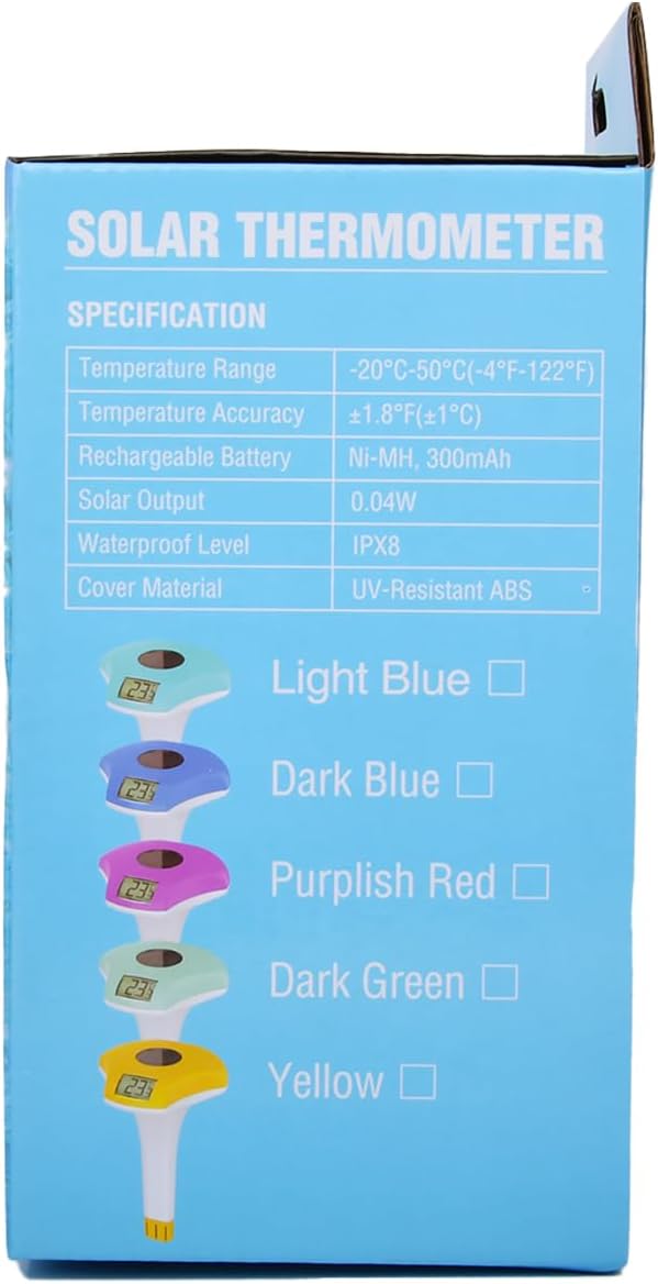 BALDR Pool Thermometer Floating Easy Read, IPX8 Waterproof, Solar Powered Digital Pool Thermometer with LCD Screen,Suitable for Swimming Pool/Hot Tub/Hot Spring/Aquarium (Green)