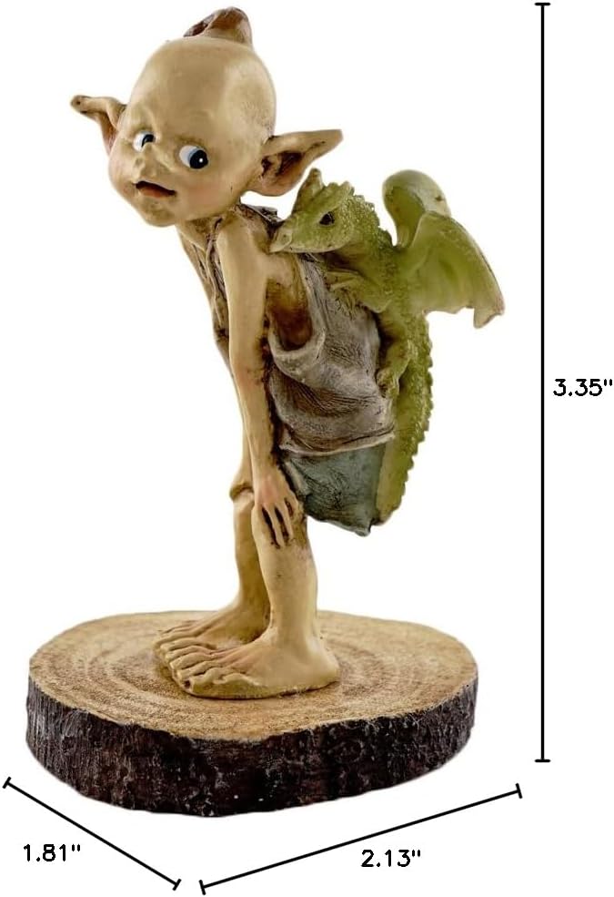 Top Collection Miniature Fairy Garden and Terrarium Statue, Garden Pixie Elf with Baby Dragon