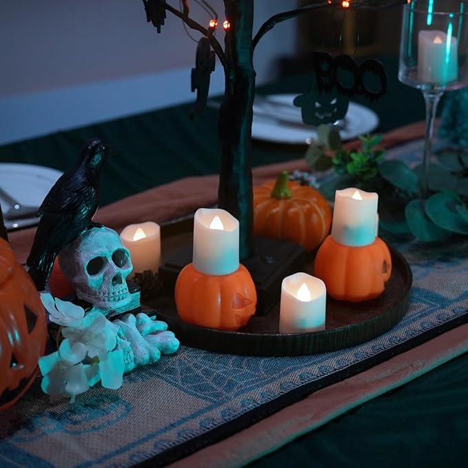 LED Tea Lights Rechargeable Candles with USB Charging Cable, 6 PCS Votive Tea Light with Remote, Flameless Flickering Warm White Tealights Candle for Halloween, Pumpkin Light, Christmas Decoration