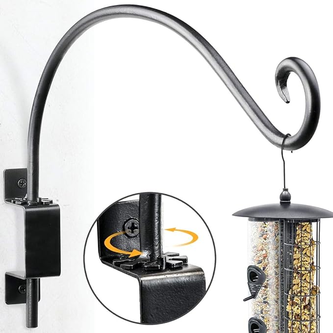 Swivel Bird Feeder Hanger Hook: Swivel Hanging Plant Bracket Outdoor - Wall Mount Swivel Hanging Hook for Bird Feeder 12Inch 2Packs