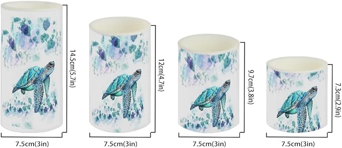 Flameless LED Candles Electric Candle Set with Remote Timer Color Changing Control Long Lasting for Table Centerpiece Home Indoor Decoration Pack of 4, Blue Sea Turtle