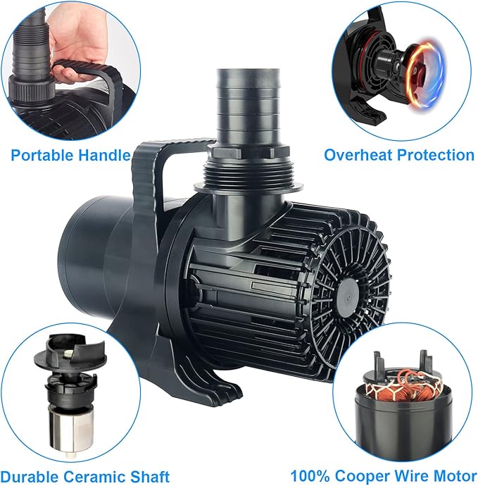 Outdoor Large 9300gph-620W 32.8FT Pond Water-fall & Kio Fish Fountain-s &Garden Pump Submersible IPX8: Long 32.8FT Cord Smart-er & Quieter Duck & Yard &Patio Ponds Pumps, 1 Barrier Pump Bag