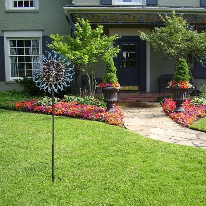 VEWOGARDEN Large Wind Spinners Outdoor, Metal Wind Sculptures & Spinners 360 Degrees Kinetic Wind Spinners for Yard and Garden 64 * 15.7 Inches