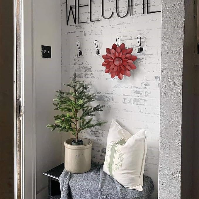 EASICUTI Coral Multiple Layer Metal Flower Wall Art Decor Hanging for Indoor Outdoor Home Bathroom Kitchen Dining Room Bedroom Living Room Farmhouse Or Wall Sculptures 12 Inch