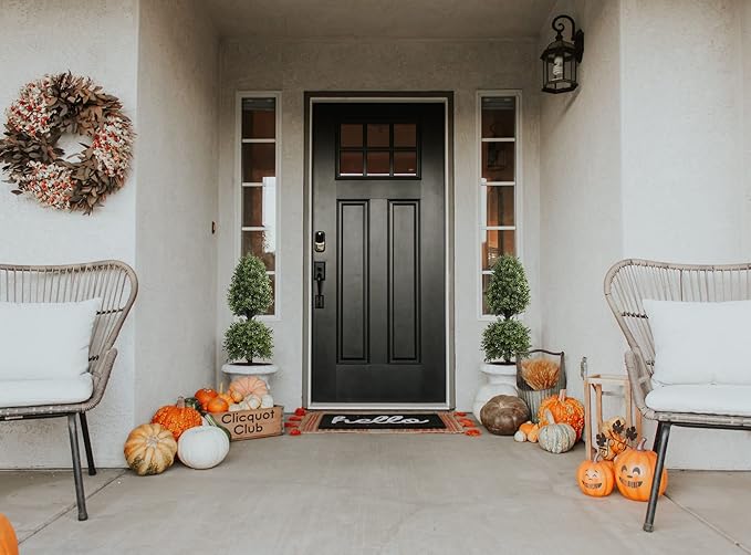 4' Artificial Topiary Double Tower Ball Shape Tree for Front Porch Decor Outdoor Plants Potted 1PC