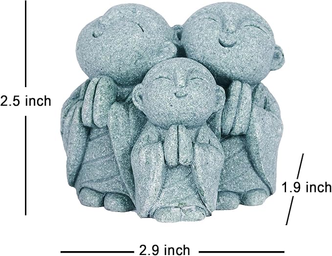 OwMell 3 Japanese Jizo Statue Stone Japanese Buddha Jizo Monk Statue Figurine Memorial Statue Aquarium Decoration Garden Outdoor Ornament 3" - Praying