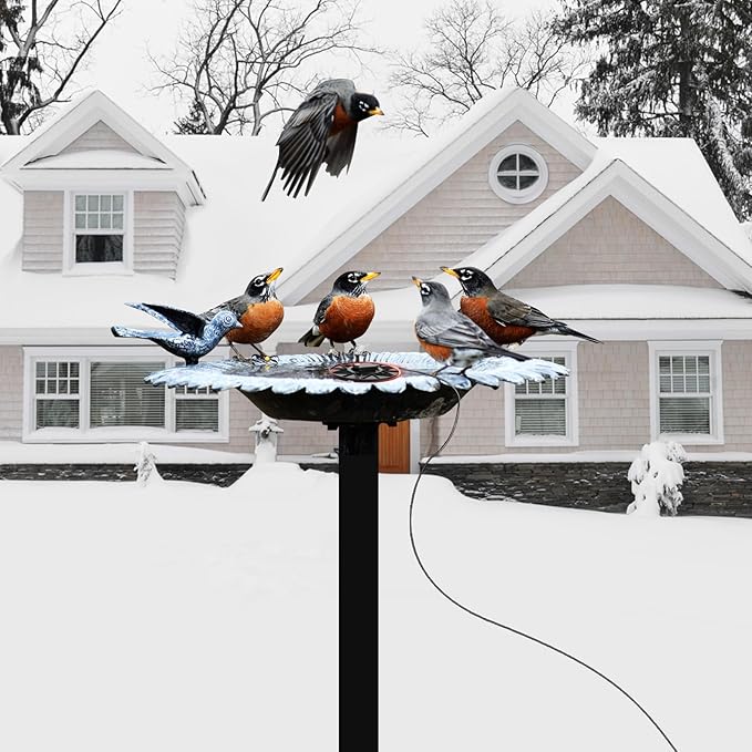 Bird Bath Heater Pond Heater 70W Shallow Water Pond deicer Energy-Saving, thermostatically Controlled Winter Outdoor with a Protective Socket Cover (with Water Pump)