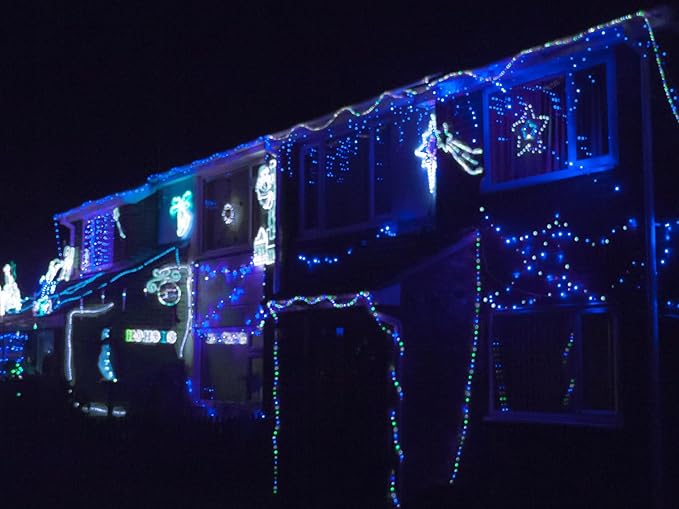 LED Rope Lights for Outside, 20Ft 360°Blue Solar Rope Lights Outdoor Waterproof, 86 LEDs 110V 8 Modes Remote Control Timer Christmas Rope Lights for Party Holiday Garden Decoration (Blue)