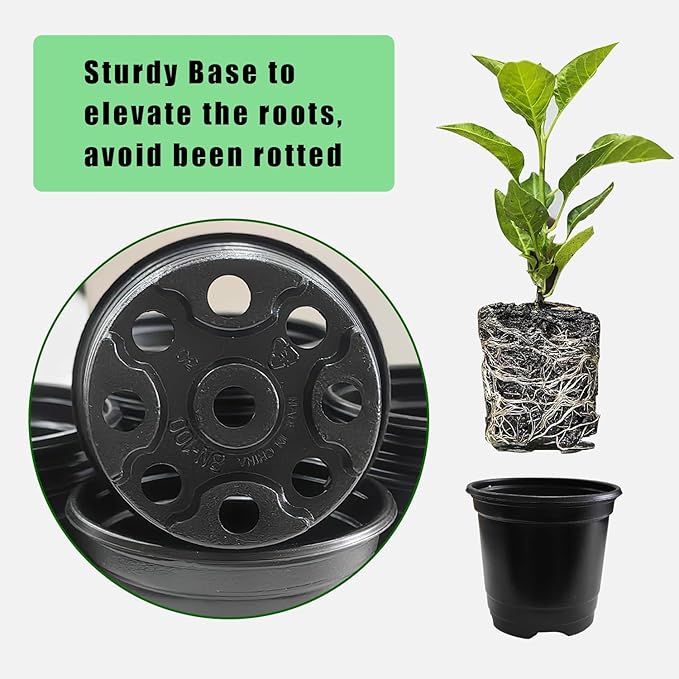 10CM Black Seedling Pots 4 inch Thick Nursery Pots 50 Pcs, Soft and Sturdy Seeds Starter Pots(50Pack,Black)