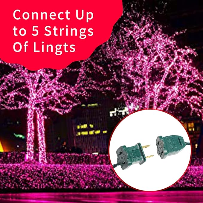Ultra-Bright Connects End to End Pink Christmas Mini Lights 100L 19.6Ft UL Listed Incandescent Bulb String Light Set for Indoor Outdoor Holiday Garden Party Christmas Tree Garland Decor