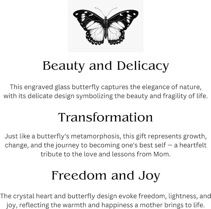 ARUN Gifts for Moms Birthday Gift Moms for mom Birthday Mothers Day from Daughter Son, Love Reminder Gifts Thanksgiving Christmas Butterfly suncatcher with Heart Crystal Mother's Things