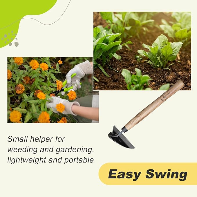 Japanese Weeding Sickle Hand Sickle,Hoe Gardening Tools for Weeding and Cultivating Weed Remover Tool High-Carbon Steel with Hard Solid Wood Handle Very Sharp (Wooden Handle)
