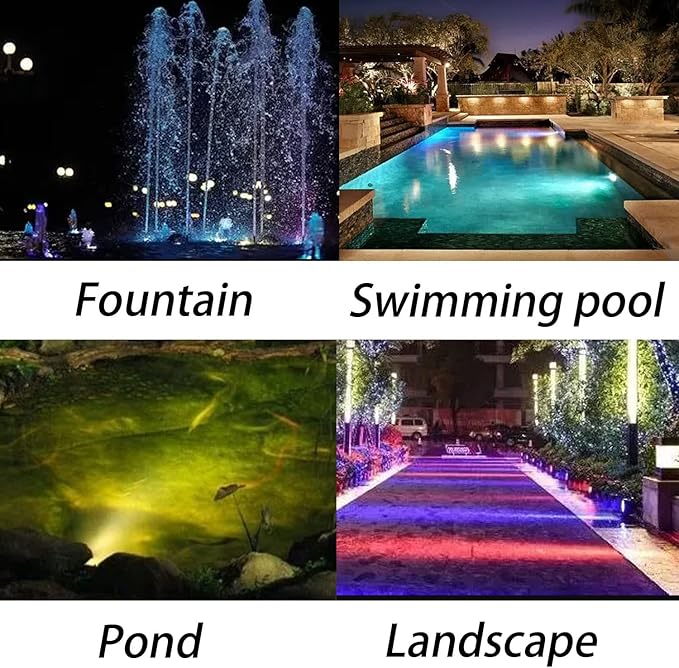 Pond Lights with Timer, Colored Fountain Lights IP68 Waterproof Pond Light, Underwater LED Dimmable Outdoor Lights for Fish Tank Pond Fountain Garden Landscape, 2 Lights