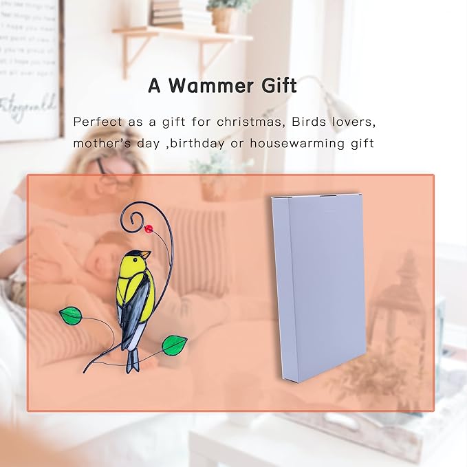 Lolitarcrafts Goldfinch Stained Glass Window Hangings Bird Suncathers for Window