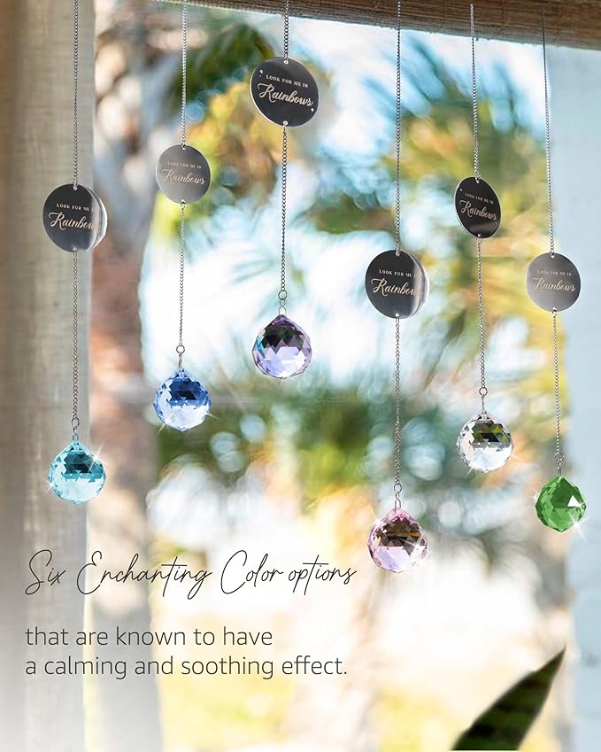 Memorial Gifts for Loss of Loved One, Unique Sympathy Gift Idea Sky Blue Crystal Ball Window Suncatcher, Rainbow Bereavement Grief Gift Box for Loss of Mom Dad Husband Son Daughter