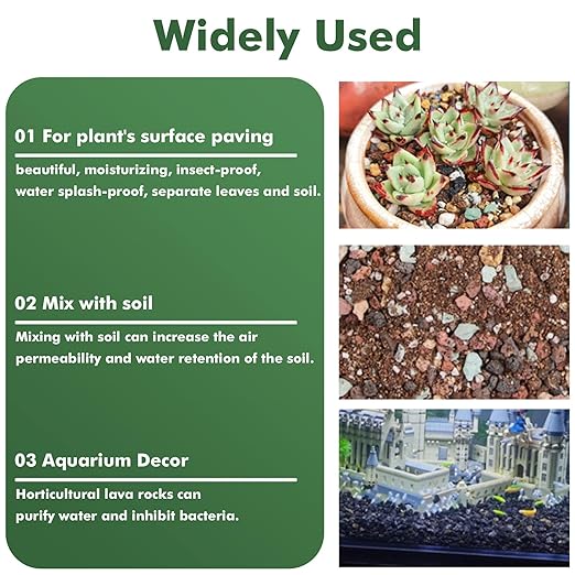 18 Pounds Mix Horticultural Lava Rocks, 5-8 mm Lava Rocks for Plants, Bonsai Rocks Horticultural Grit Soil Cover Gravel for Succulents and Hydroponics, Fairy Gardening, Top Dressing, Plant Drainage