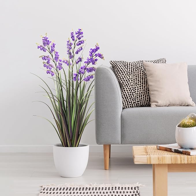 Green Onions Home Decor Fake Plants Lily of The Valley Snake Plant Home DéCor Accents Artificial Grass Room Decor Artificial Plants Indoor Artificial Grass 36“ 1 Pack(Purple)