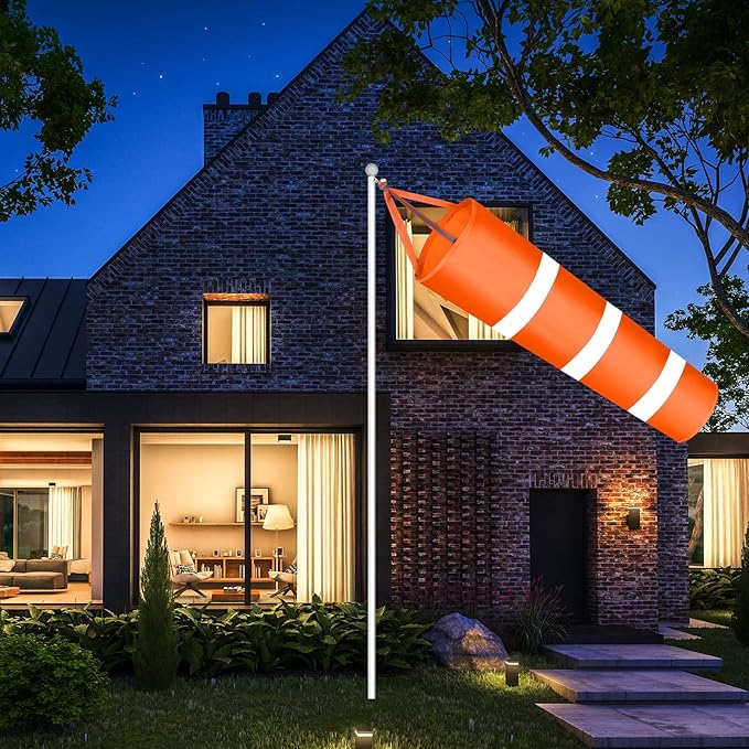 2 Pcs Airport Windsocks Measurement Sock Bag with Reflective Belt Oxford Fabric Ripstop Wind Sock Wind Direction Indicator Windsocks Outdoor Aviation Flag for Airport Farm, 31.5 Inch, 39 Inch(Orange)