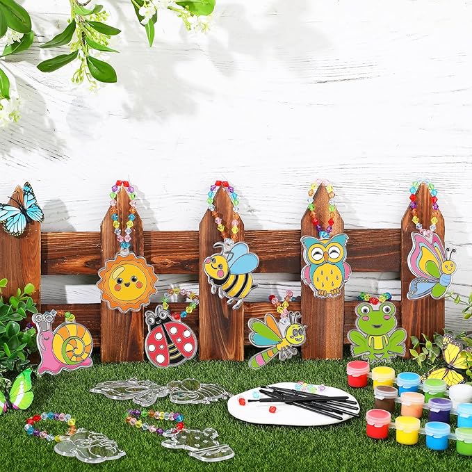 30 Sets Suncatchers Window Art Kits, DIY Sun Catchers Bulk Crafts Paint Your Own Window Ornaments for Boys Girls Classroom Home Party Birthday Activity Decor (Vibrant Style)