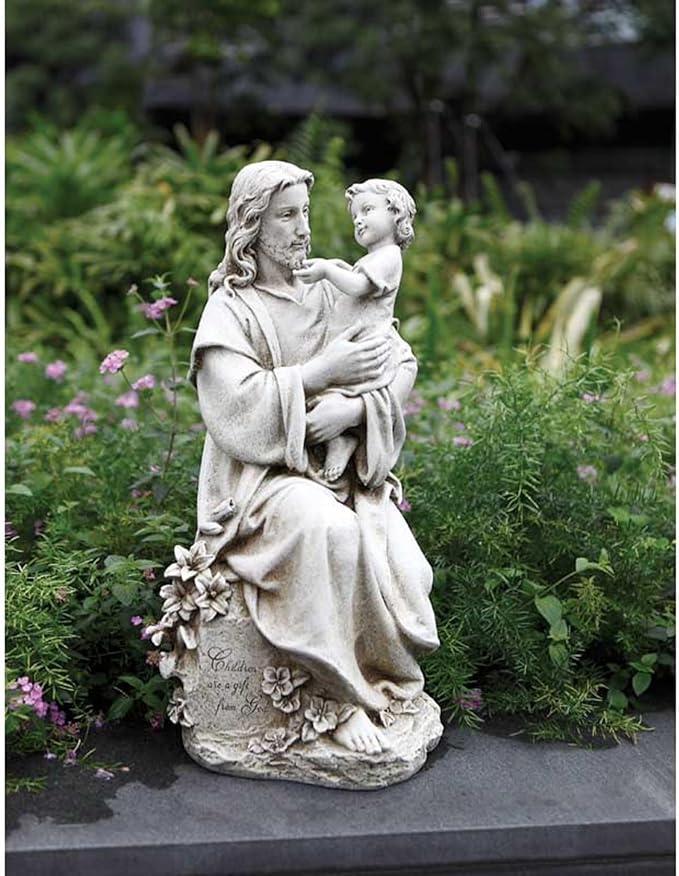 Avalon Gallery Garden Statue - Stone Resin Indoor/Outdoor Catholic Sculpture, 20" Tall, Jesus with Child