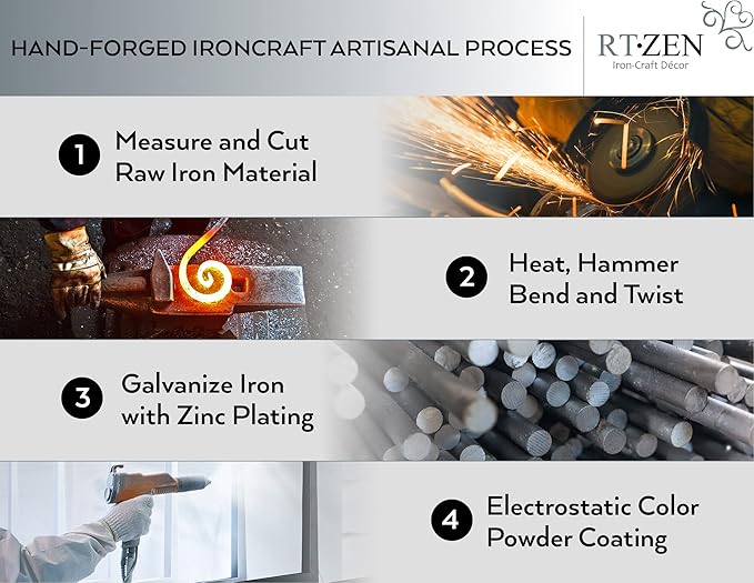 RTZEN Plant Hangers Outdoor or Indoor - Wrought Iron Metal Hanger Indoor Hook - Heavy Duty Wall Bracket Hooks for Hanging Plants Baskets Lanterns Wind Chimes - 2 Pack (Black Ceiling Hooks)