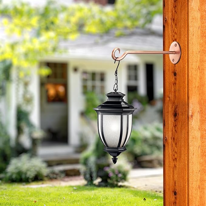 Monarch Abode Wall Mount Plant Hook Premium Metal Decorative Hanging Bracket for Plants Bird Feeders Planters Home Decor, Heavy Duty, 7.5 inch, Set of 2, Brushed Copper Finish