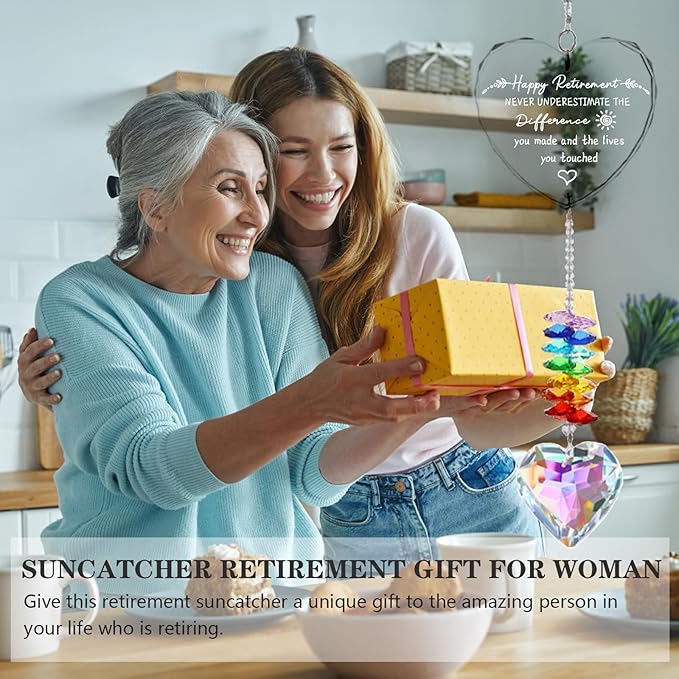 Retirement Gifts for Women, Crystal Suncatcher Gift for Retirement, Happy Retirement Decoration, Gifts for Retired Friend Coworker Nurse Teacher