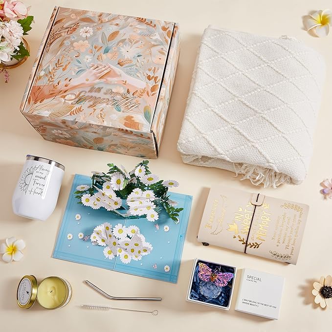 Sympathy Gift Baskets, Unique Memorial Gifts for Loss of Loved One, Bereavement Grief Gift Idea with Crystal Suncatcher, Condolences Gift Basket Box for Women, Sorry for Your Loss Mom Dad Friend Baby