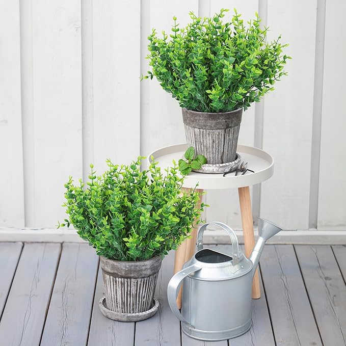 24 Bundles Fake Plants Greenery Stems,Artificial Plants for Outdoor,No Fade Faux Plastic Plants for Hanging Indoor,St Patricks Day Decoration Garden Porch Window Box Home Wedding Farmhouse