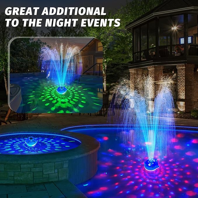 Floating Pool Fountain with Remote, Whale Pool Fountain with Lights, Rechargeable Pool Water Fountain, Above Ground Pool Fountain Waterfall, Swimming Pool Fountains for Inground Pool-1PC