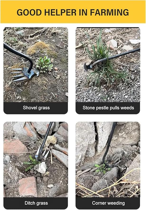 Weeding Artifact Uprooting Garden Weeding Tool, Upgraded Weed Removal Tool, Stainless Steel/Manganese Steel Weed Puller Manual Weeders for Home Gardening Yard Farmland (11 Teeth-Weed Tool)