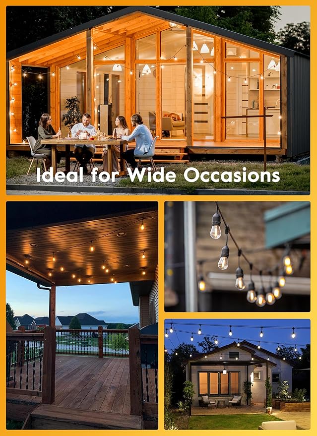 Moonflor S14 LED Light Bulbs 15 Pack 1W (Equivalent to 11 W) Shatterproof Replacement Bulbs with E26 Medium Base, Warm LED Bulbs for Outdoor Patio Garden Vintage String Lights