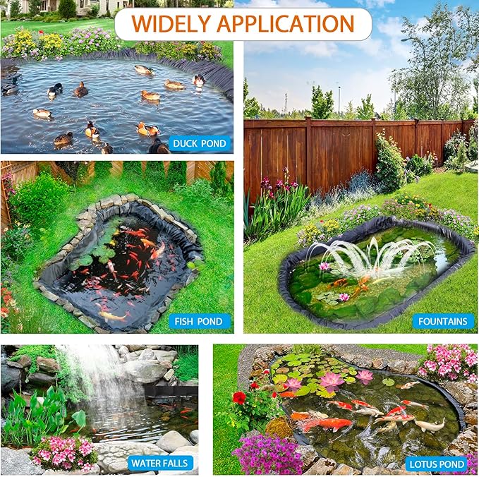 Pond Liners 20 x 20 Feet, Easy Cutting LDPE Pond Liner 20 Mil, High Preformed Koi Pond Liner for Ponds, Streams, Fountains and Garden Waterfall
