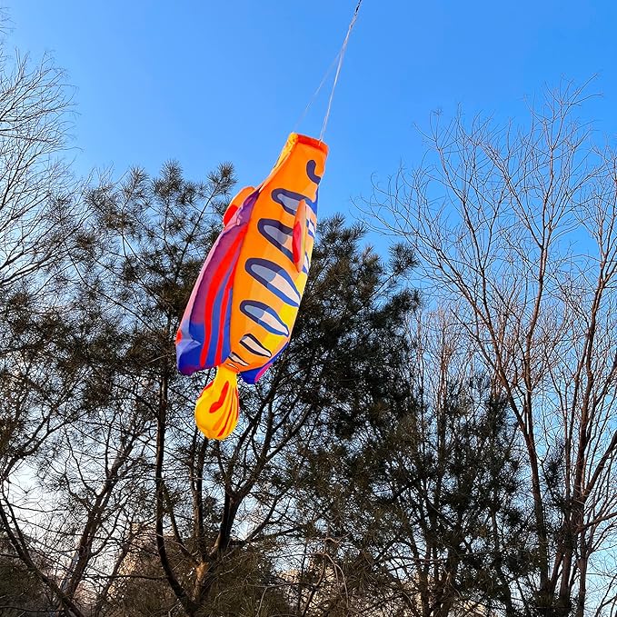 emma kites Royal Angelfish Windsock 30-inches Colorful Hanging Décor for Home Garden Backyard Deck Canopy Party Bike Flag
