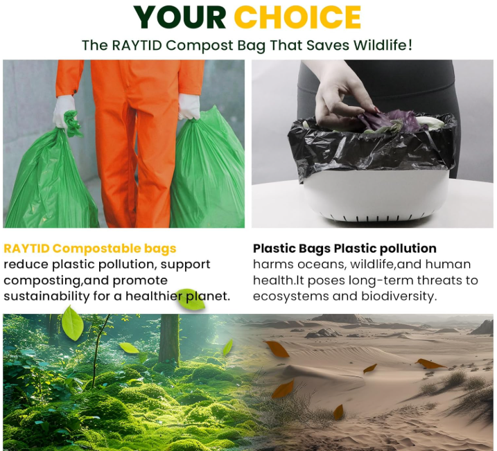 Heavy-Duty Compostable Trash Bags for Eco-Friendly Home & Restaurant Use