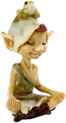 Top Collection Miniature Fairy Garden and Terrarium Pixie Meditating with Frog Figurine