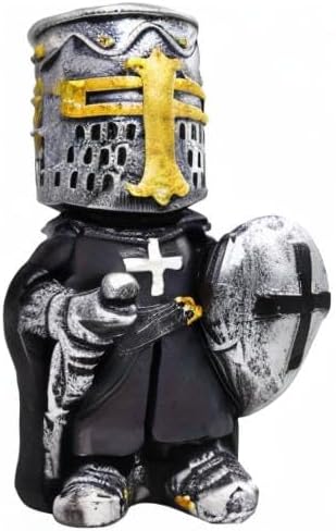 nezababy 8 pcs Knight Gnomes Guard Garden Statue Decoration Medieval Wee Crusader Battle Swordsman Fighting Outdoor Figurines Lawn Decor Resin (G)