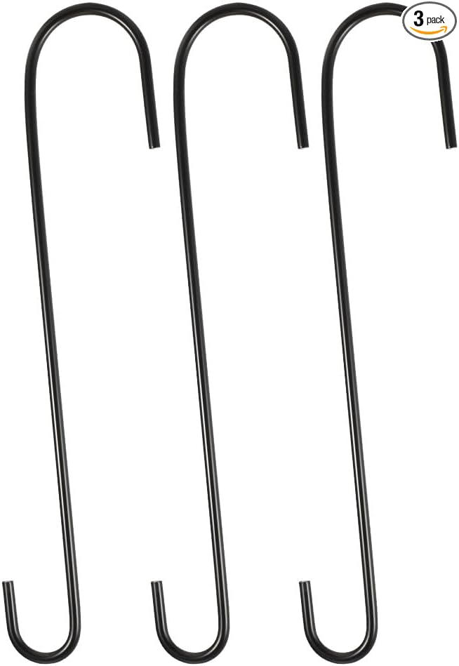 Vindar 3 Pack 12 Inches Bird Feeder Hook Extra Large S Hooks Heavy Duty Hooks Hangers for Tree Branch, Bird Feeder, Hummingbirds Feeders, Bird House, Office, Wind Chimes, Lanterns, Gardening Tools