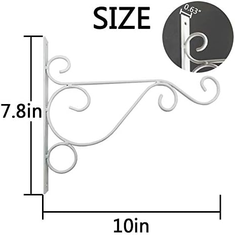 TIHOOD 4PCS Metal Plant Bracket Iron Wall Mount Lanterns Hangers for Hanging Bird Feeders, Lanterns, Wind Chimes, Planters, Outdoor Decoration Hooks (White)