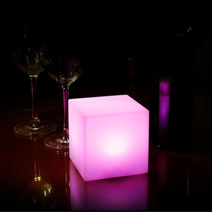 Mr.Go 4-inch Dimmable LED Night Light Mood Lamp for Kids and Adults - 16 RGB Colors - 8 Level Dimming - 4 Lighting Effect - Rechargeable - Remote Control - Decorative, Fun & Safe - White Finish Cube