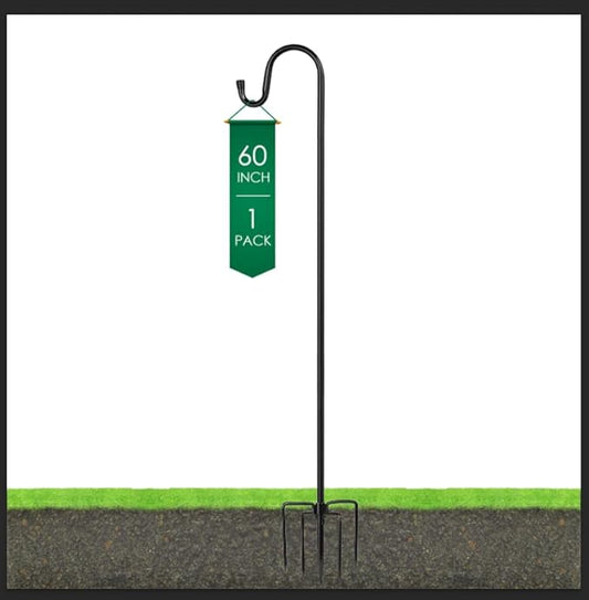 Ottsuls Shepherds Hooks for Outdoor - 60" Heavy Duty Bird Feeder Pole with 5 Prong Base, Adjustable Stand Hanger for Garden Plant, Hummingbird Feeder, Lantern Lights - Haning Wedding Decor (1 Pack)