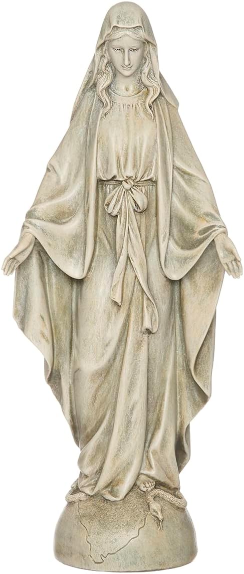 Joseph's Studio by Roman Inc., Our Lady of Grace, Garden Collection, Religious Statue, Holy Family, Memorial, Angel, Patron Saint, Garden Décor (14x5x3)
