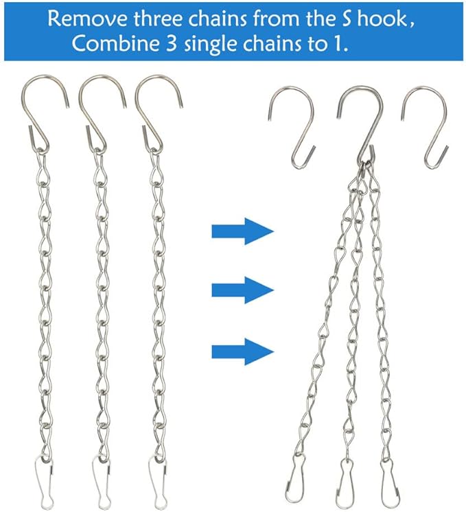 4 Pack 35 Inch Silver Hanging Chain for Hanging Bird Feeders, Bird Houses, Planters, Baskets, Birdbaths, Lanterns, Wind Chimes, Billboards, Signs and Ornaments