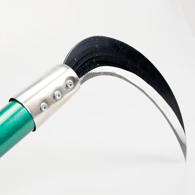 KEYI Weeding Sickle,Steel Grass Sickle,Manganese Steel Blade/Hardwood Handle Hand held Serrated Grass Hook Cutter - Great for Removing Unwanted Vines and Weeds. (13.8 in*6.3 in)