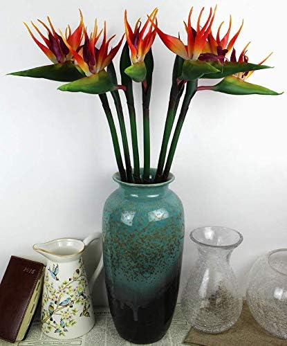 Large Bird of Paradise 32 Inch Permanent Flower,UV Resistant No Fade Flower Part is Made of Soft Rubber PU,Artificial Flower Plants for Home Office 2 Pcs (Orange red)