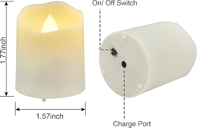 12 PCS Rechargeable Candles Flameless Tea Lights with Remote, USB LED Tealights with Timer Flickering Fake Candle, Votive Tea Light for Halloween, Holiday, Christmas, Party, Home Decorations