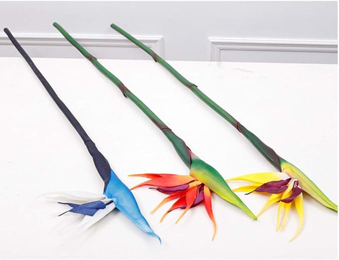 Large Bird of Paradise 32 Inch Permanent Flower,UV Resistant No Fade Flower Part is Made of Soft Rubber PU,Artificial Flower Plants for Home Office 2 Pcs (Blue)