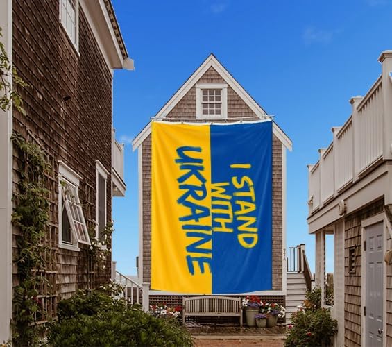 I Stand with Ukraine Flag Extra Large Flag 10x15FT Giant Ukrainian National Polyester Banner With 5 Grommets Fade Resistant Vivid Color For Patriotic Festival Events Party Decoration
